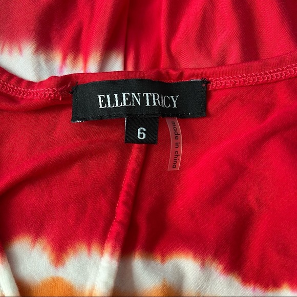 Ellen Tracy Modern Mango/Red Tie Dye Tank Summer Dress - Picture 10 of 11
